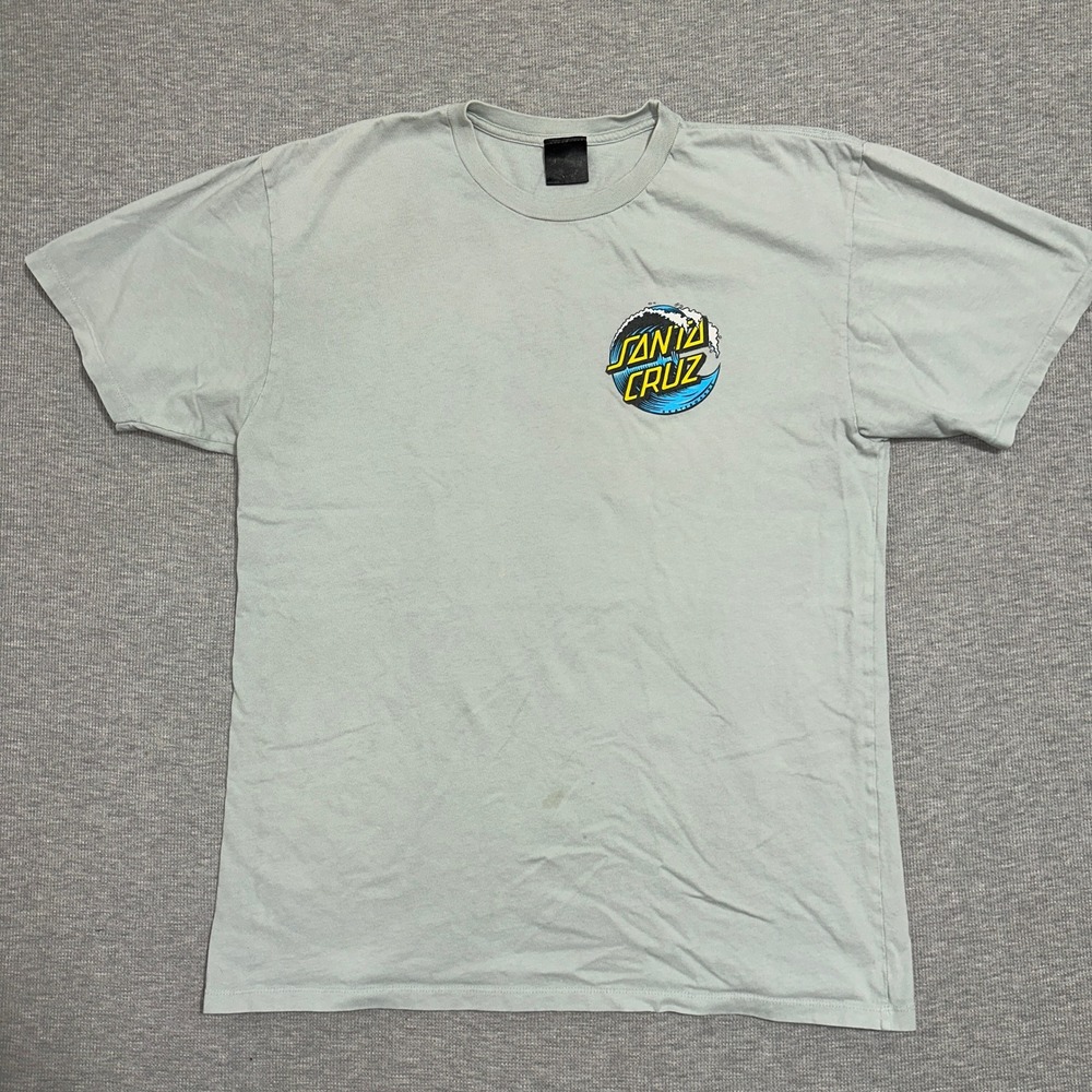 Santa Cruz Skateboards Wave Dot Logo T-Shirt Light Blue Short Sleeve Mens Large